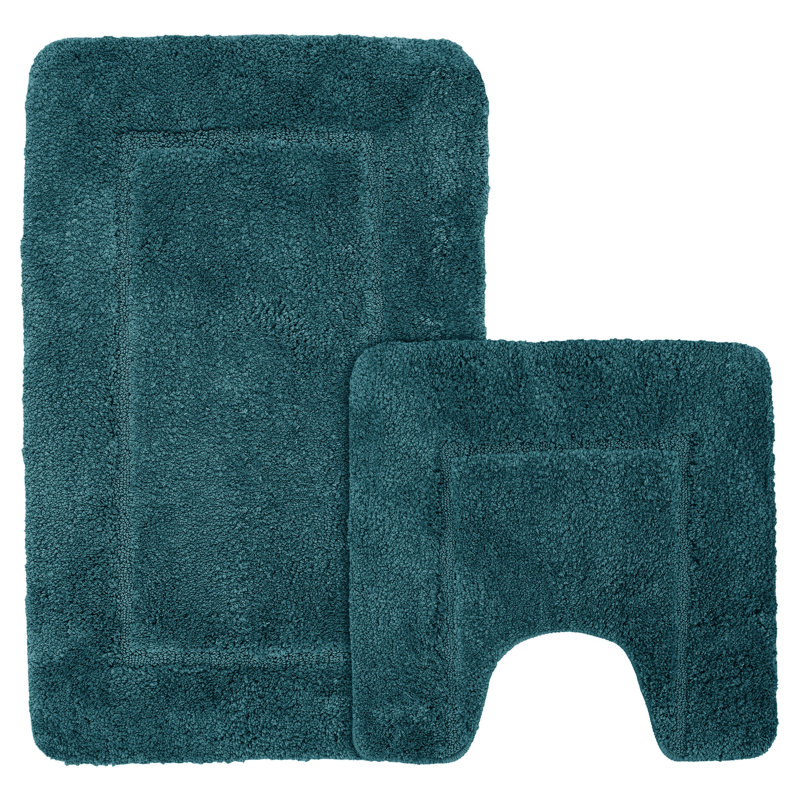 Mayfair Micro Fibre Anti Slip Bath Mat Set, Blue