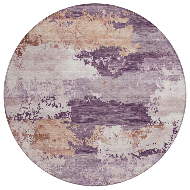 Machine Washable Indoor/Outdoor Kesler ACN2372 Abstract Rug, Round 8'