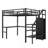 Twin XL High Loft Bed With L-Shaped Desk, USB Ports, LED Lighting, Wardrobe, And Adjustable Storage Shelves.