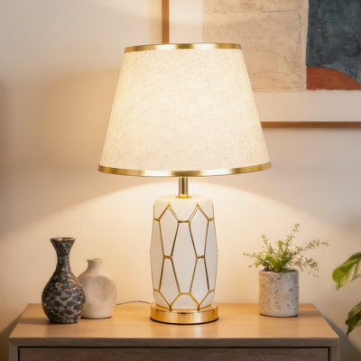 Modern Ceramic Table Lamp With Linen Shade