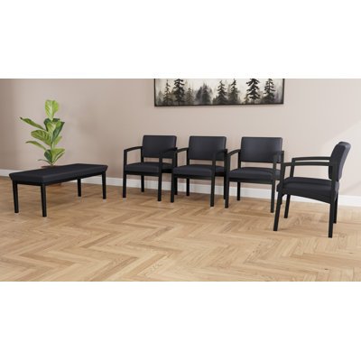 Lenox Steel Waiting Reception Commercial Grade Furniture Set | 4-Guest Chair And 2-Seat Bench