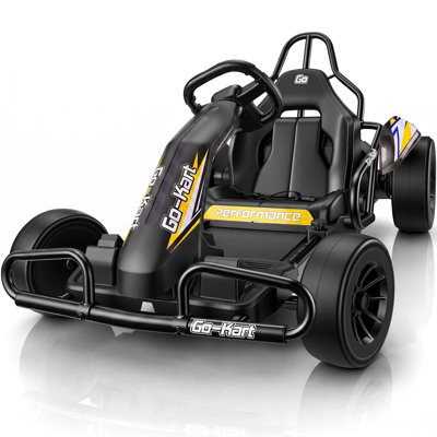 Kart électrique Alex 24V avec dossier pour enfants de 6 à 12 ans, kart à 2 vitesses avec deux moteurs, batterie 10AH, siège réglable, chariot d'extérieur fou, lumières DEL, vitesse maximale de 8,5 MPH, 150 lb