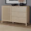 Skandi Style Chest of Drawers, 3 Drawers, 1 Door, Woven Front, Versatile Use, Engineered Wood, Light Oak Decor, 116.3 cm W x 82.5 cm H x 42 cm D
