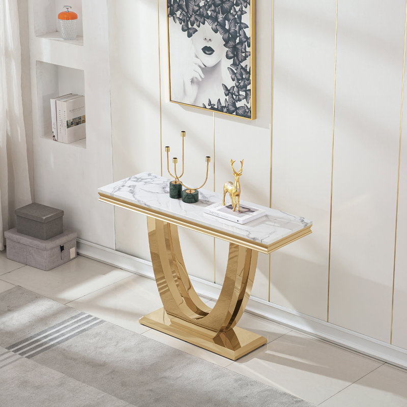 Console Bruneta 46,85, Blanc, Or