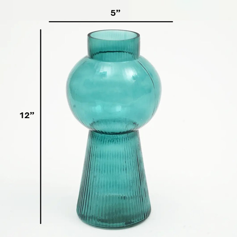 Vase | Modern Funnel Flare Glass Vase | Sleek Contemporary Home Decor Accent | 5x12", 12"