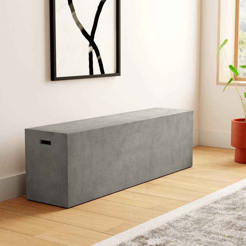 Kareen Concrete Bench, Dark Gray, 18"H x 60" W x 14" D
