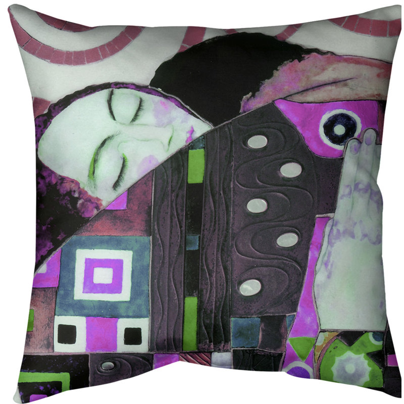 Coussin Embrace, 14 po x 14 po, Rose, Polyester filé