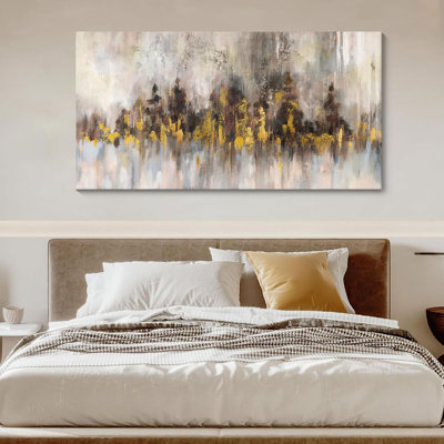 Art mural abstrait brun et or sur toile pour le salon, la chambre à coucher, le bureau et la décoration murale élégante