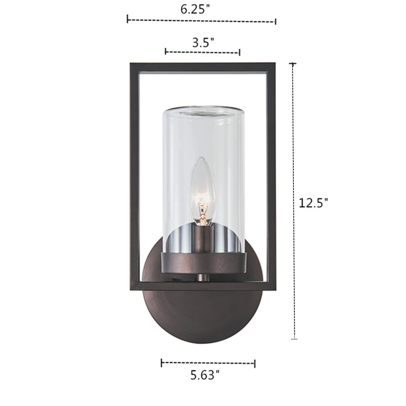 Dimarco Wall Light, 12.5" H x 6.25" W x 5.5" D, Rubbed Bronze