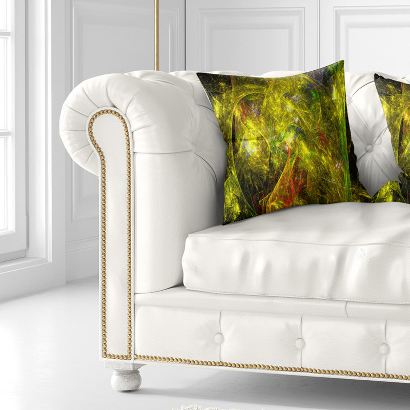 Texture psychédélique dorée et mystique - coussin imprimé abstrait, 16 po x 1 po, Coussin décoratif