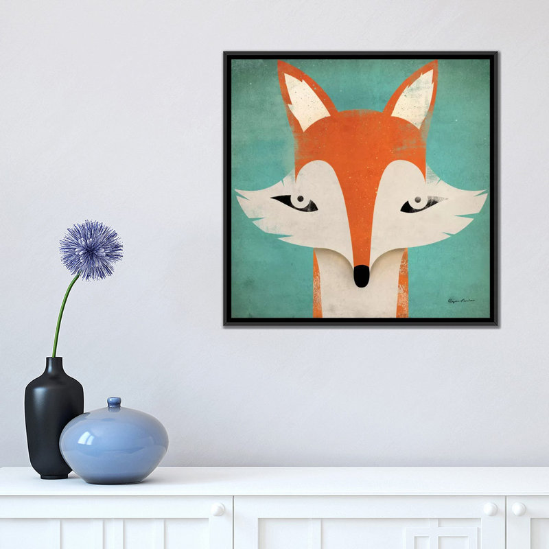 « fox » par ryan fowler, impression sur toile tendue, H 18 po x l 18 po x P 1,5 po, Toile avec cadre noir, Pas de tapis
