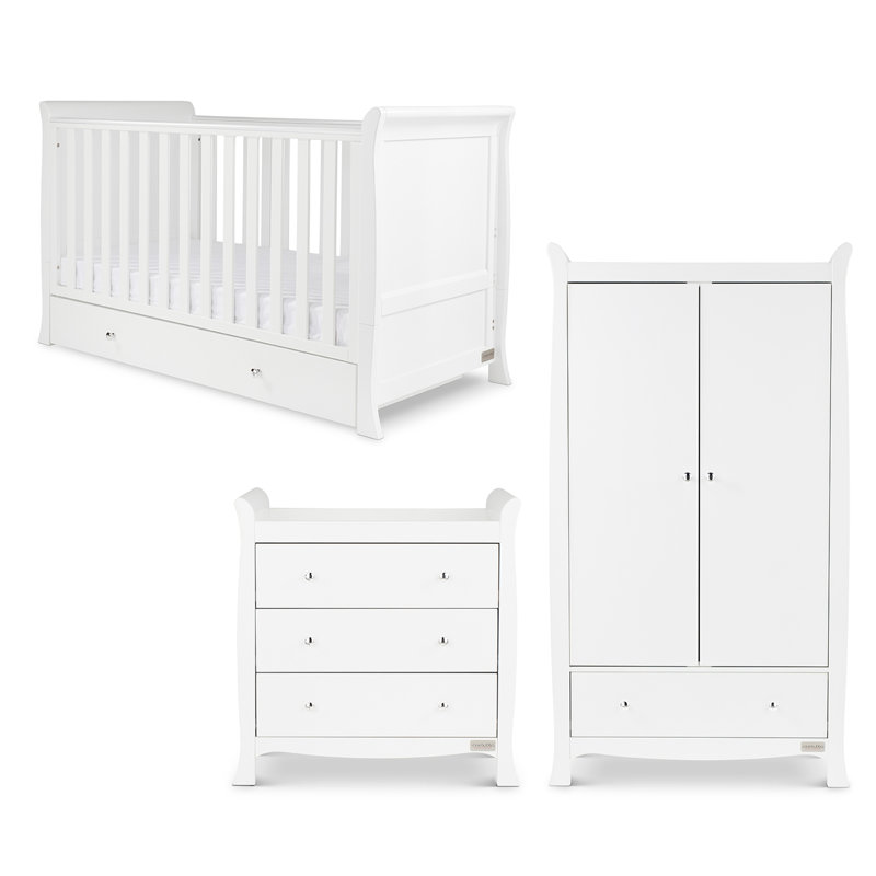 Snowdon 4 in 1 3 Piece Furniture Set and Premium Sprung Mattress - White, Standard