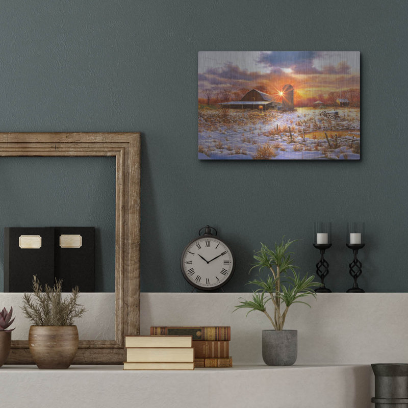 «August Barn» par Bill Makinson, art mural en métal August Grove, 16 po x 12 po