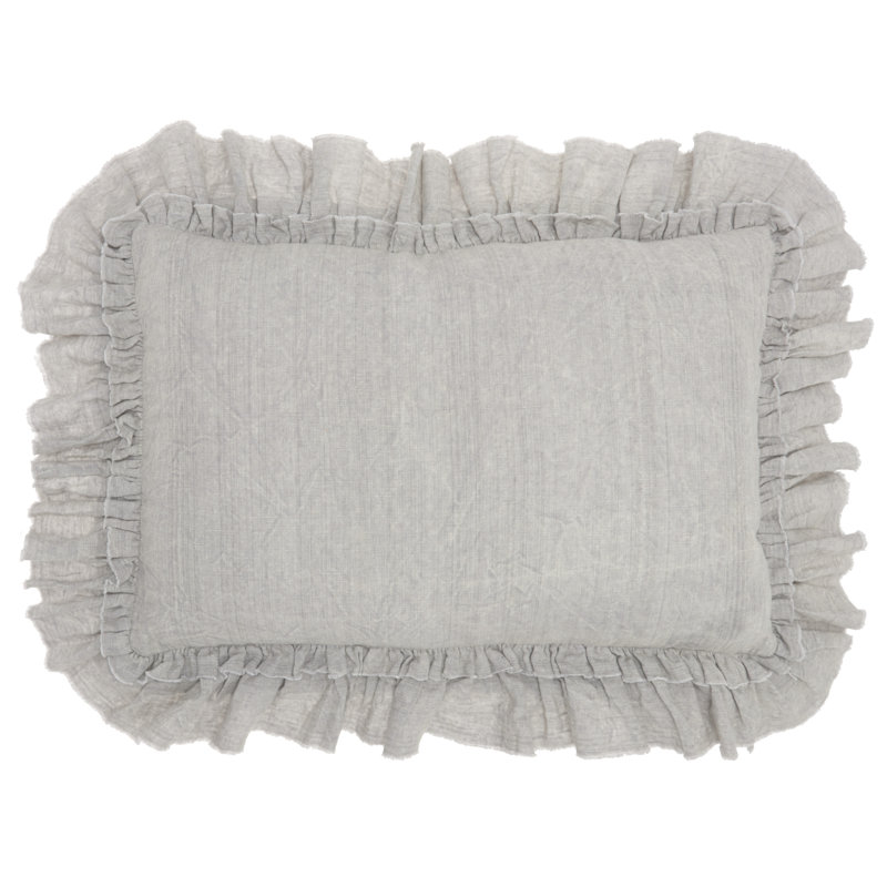 Ruffled Reversible Throw Pillow, Gray