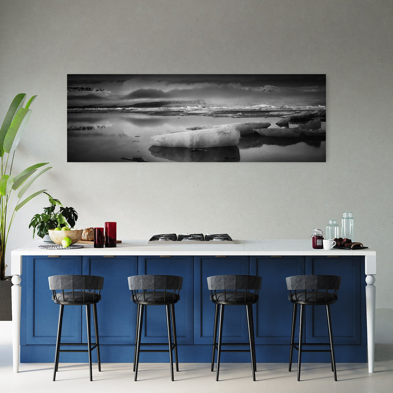 Glacial Lake Reflections, paysage dramatique serein abstrait, montagne, art mural, H 60 po x l 20 po