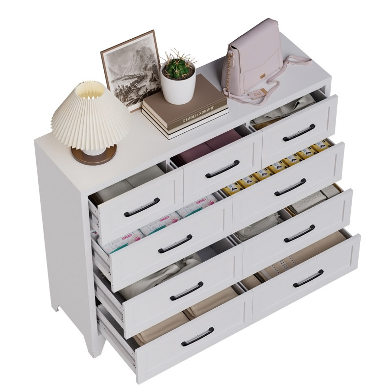Commode haute 9 tiroirs, Blanc