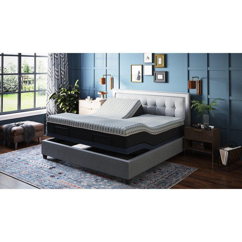 Matelas 12 po - Grand lit de cuivre avec mousse rafraîchissante et infusion de confort à mémoire de forme, Lit queen divisé