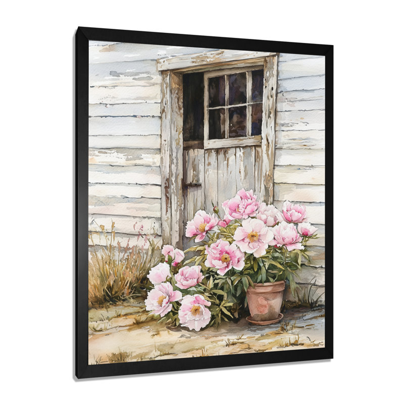 Belleview - impression sur toile florale, H 32 po x l 24 po, Noir, noir, noir, noir, Avec cadre