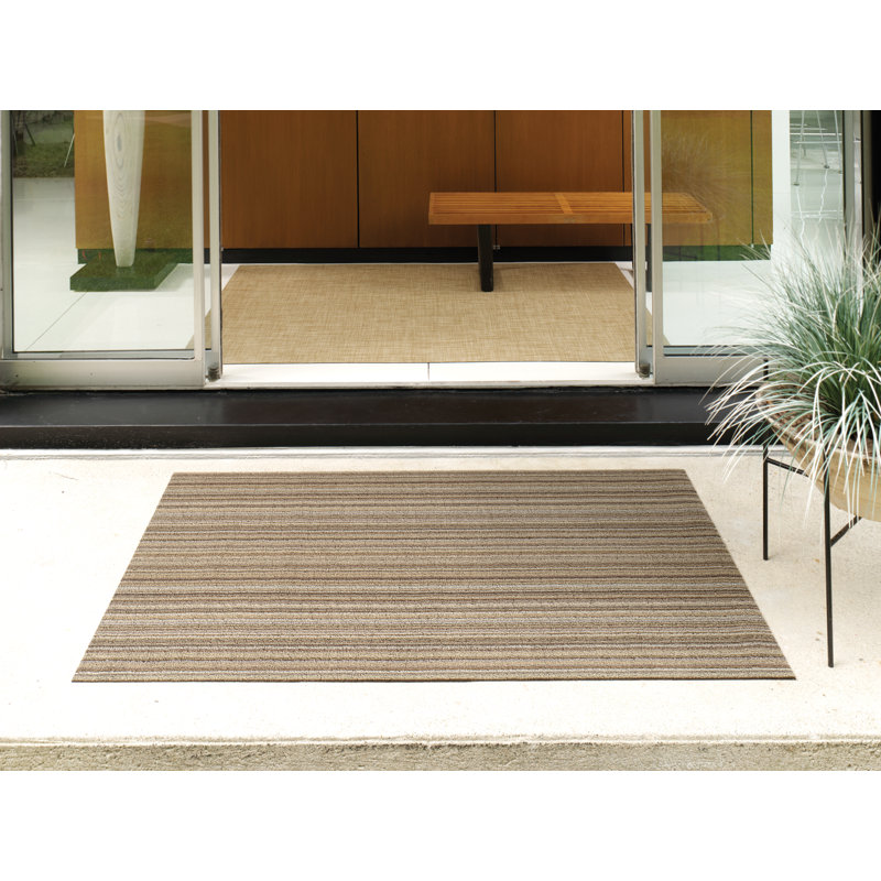 Non-Slip Striped Doormat, Mushroom, 0.6cm H x 91cm W x 152cm L