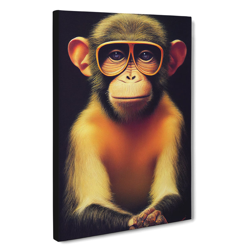 Monkey In Glasses No.1 - Wrapped Canvas, 50cm H x 35cm W x 3cm D