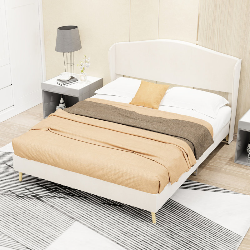 Pleine grandeur, beige, lit tapissier, conception simple, chambre à coucher différente, tête de lit Peaceful Sleep, touche décorative, besoins