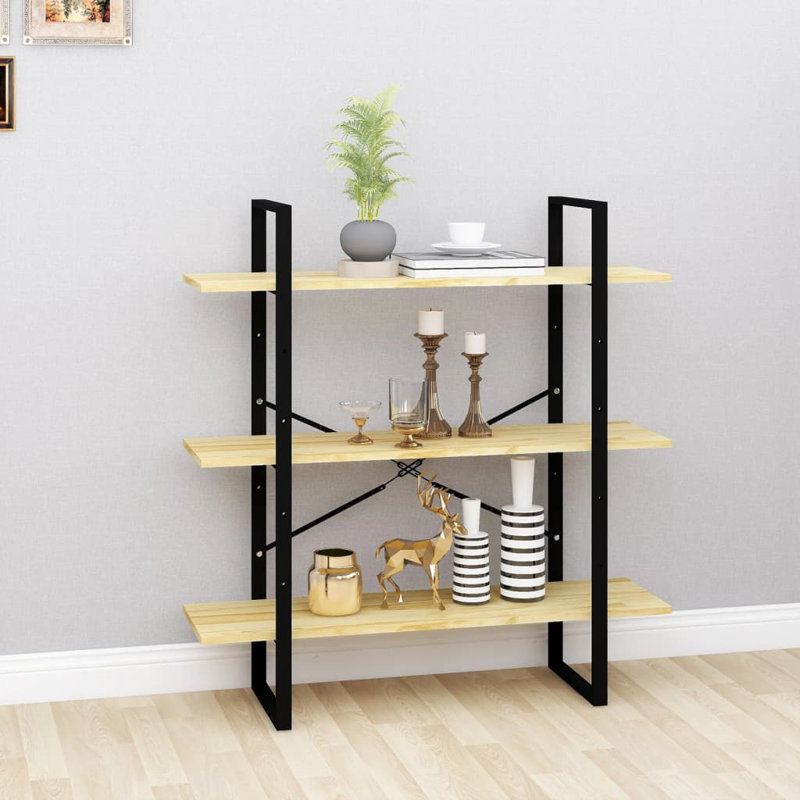 Haoxin Bookcase, Grey, 105 cm, Solid Pine Wood