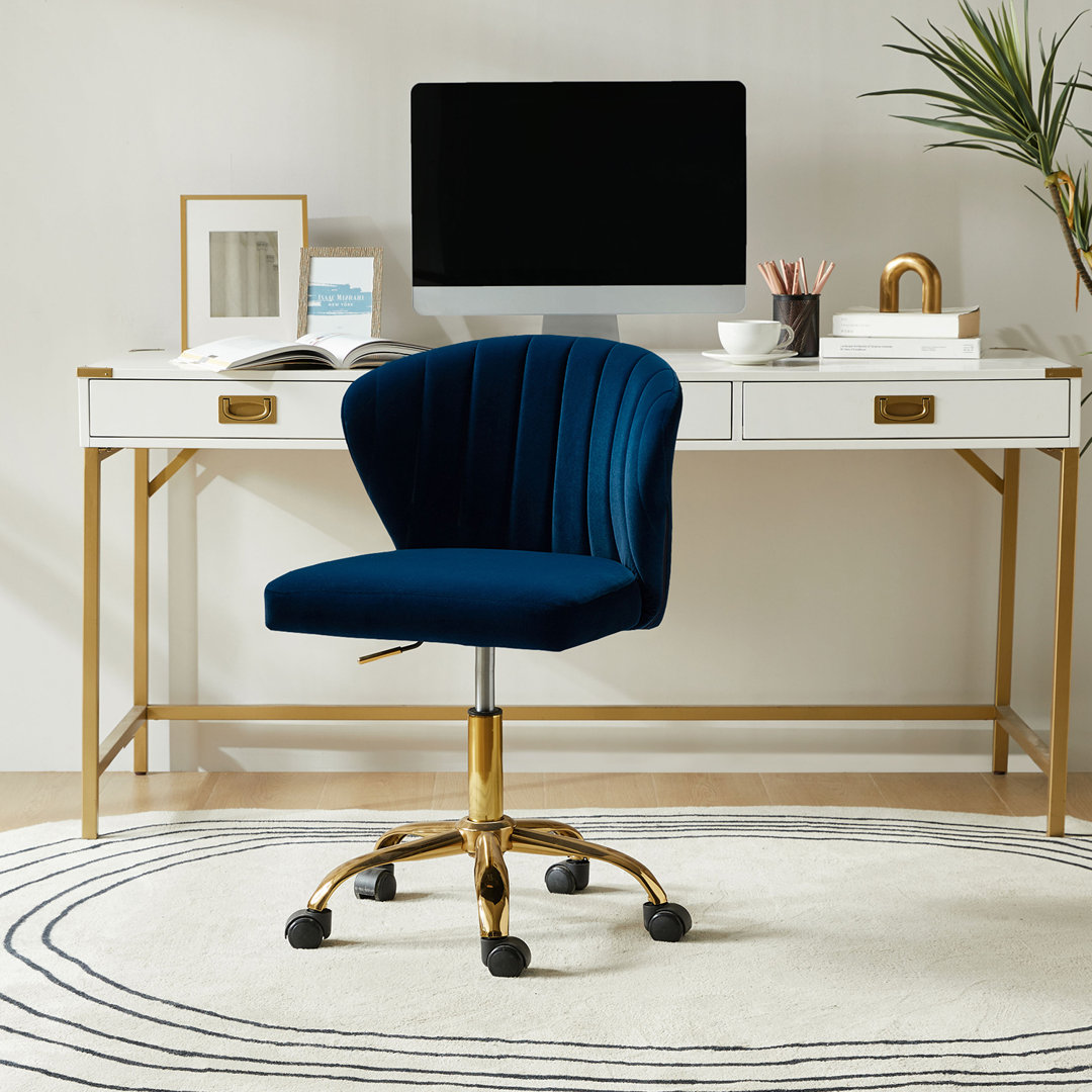 Petillo Swivel Velvet Office Task Chair with Adjustable Height and Padded Cushion