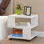 Table de chevet cubique à 3 niveaux, table de bout asymétrique en bois manufacturé avec coussins de sol anti-rayures, table de chevet en bois naturel pour petites chambres, blanc-805486941