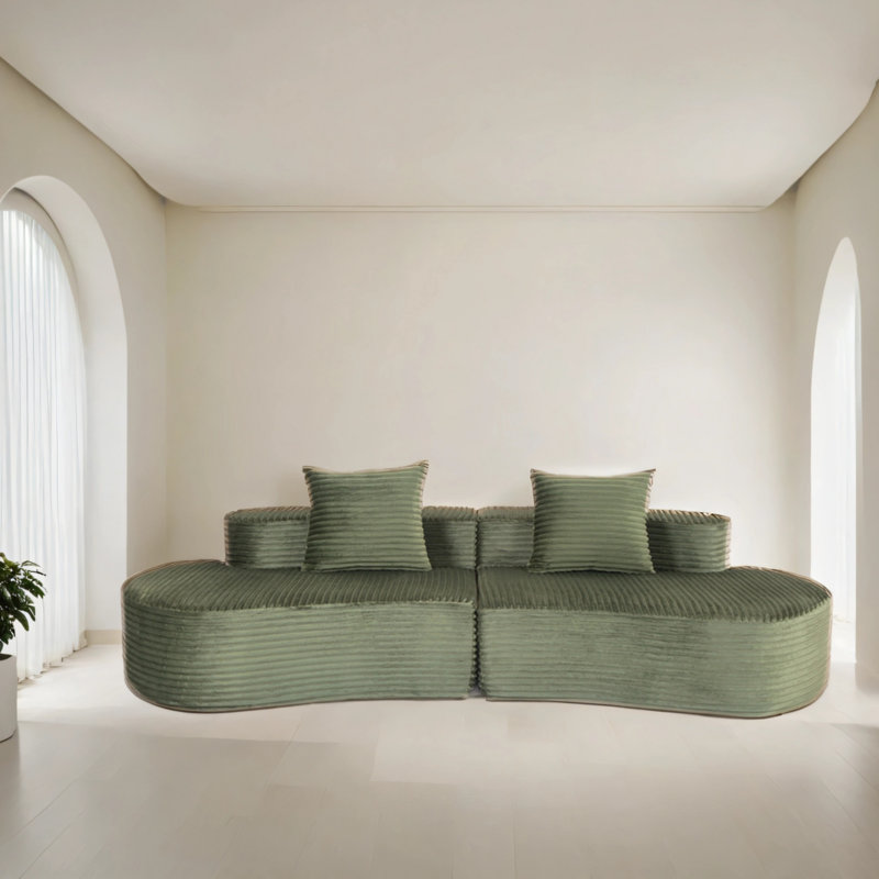 Canapé en tissu Corduroy, Vert