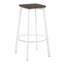 Tabouret de bar carré en métal blanc rétro et bambou grain de bois pressé espresso - ensemble de 2
