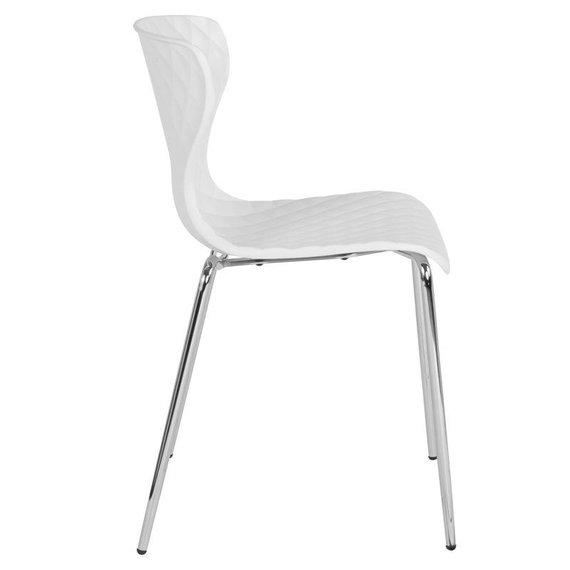 Lowell Modern Quilted White Metal Stackable Side Chair