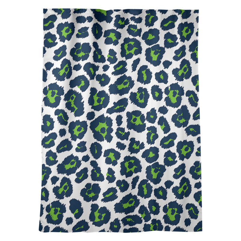 Room Darkening Curtain Single Panel, White/Green