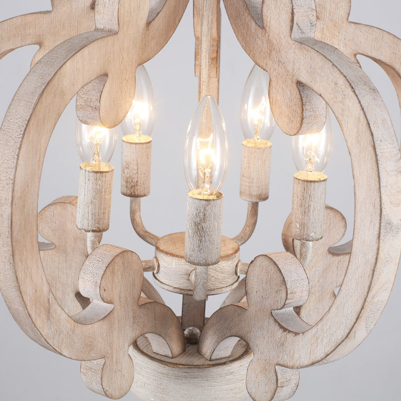 Sotion 5-Light Dimmable Farmhouse Geometric Chandelier Rustic Candle Style Pendant for Kitchen Island Cottage