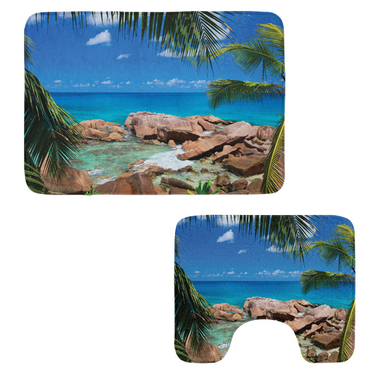  Ensemble de 2 tapis turquoise pour salle de bain
