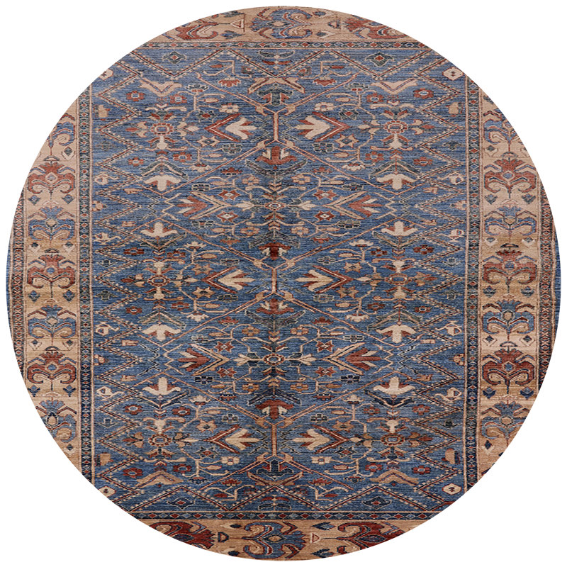 Tapis oriental bleu, Rond 5 pi