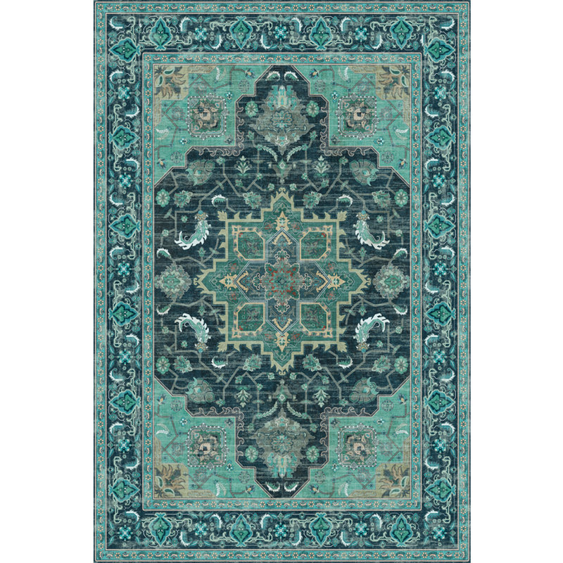 Washable Area Rug Beige Printed Pattern Soft Vintage Low Pile Rug for Living Room Bedroom Dinning Room