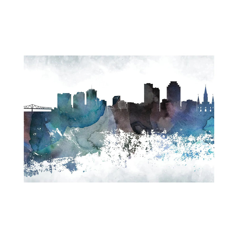 New Orleans Bluish Skylines 1 Piece Wrapped Canvas Painting, 30.48cm H x 45.72cm W x 1.91cm D
