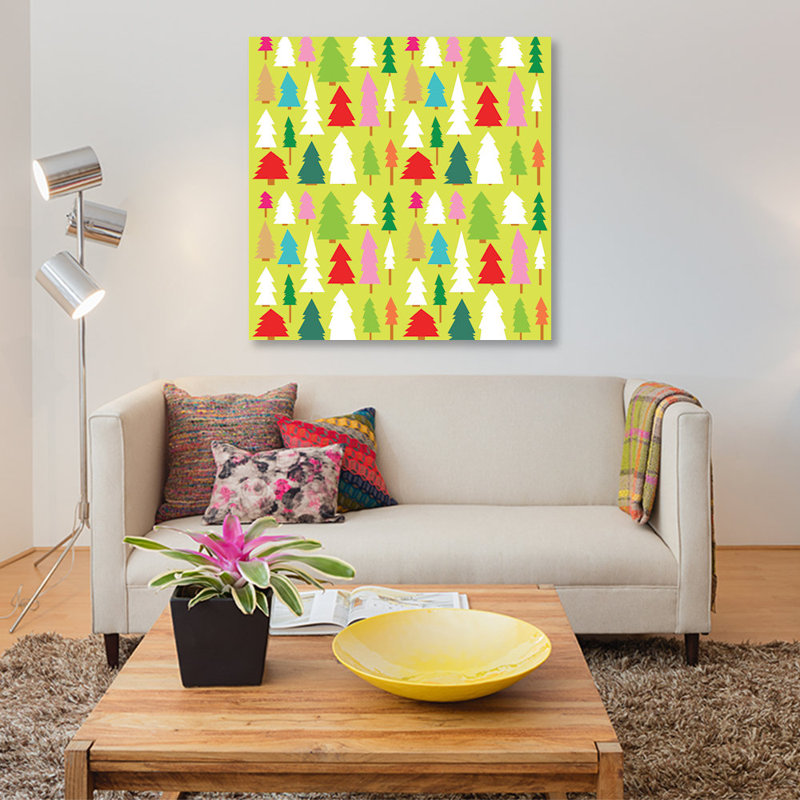 «Christmas Trees», impression sur toile, H 12 po x l 12 po x P 0,75 po, Pas de tapis, Toile tendue