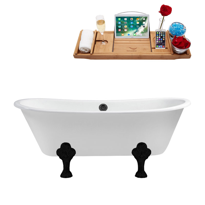 Baignoire de trempage sur pattes 67 "Streamline, Noir mat, Noir mat