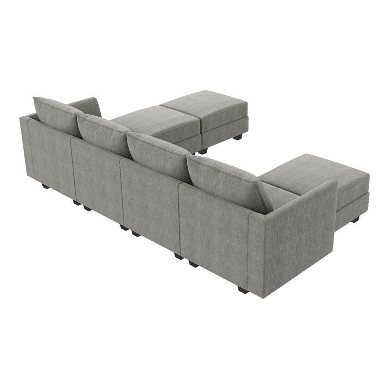 Canapé modulaire en U modulaire réversible avec siège de rangement, Polyester gris