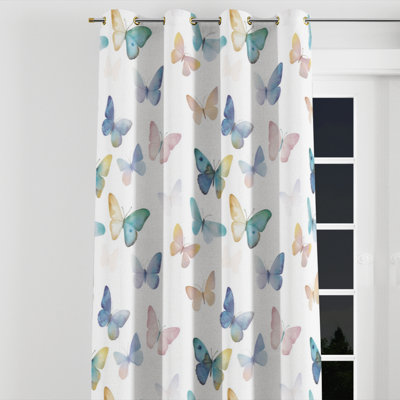 Rideaux en velours pour filles - 1 panneau à œillets Airy Butterfly
