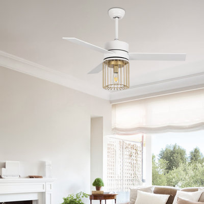 48 Inch 3 - Blade Modern Indoor Wooden Ceiling Fan Light With Remote Control for Bedroom Office