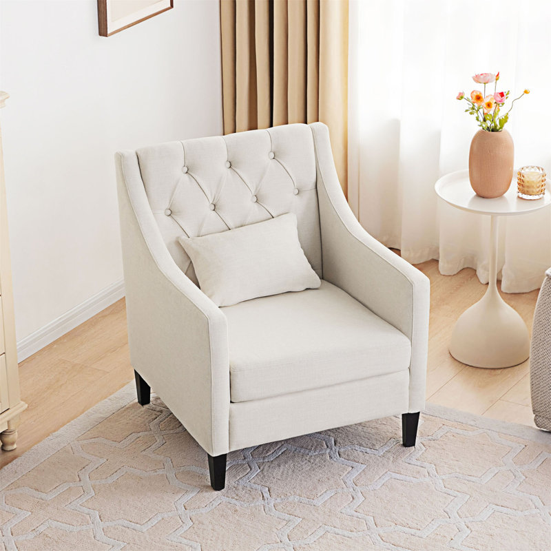 Fauteuil rembourré avec accoudoirs, Marron foncé, Polyester beige