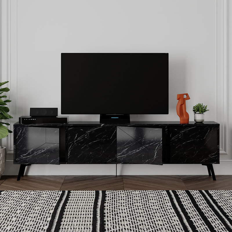 Dune 180cm TV Stand - Modern Design with Ample Storage for TVs up to 65", Black Marble