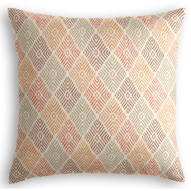 Globetrotter Geometric Cotton Reversible Throw Pillow, 16" x 16", Autumn