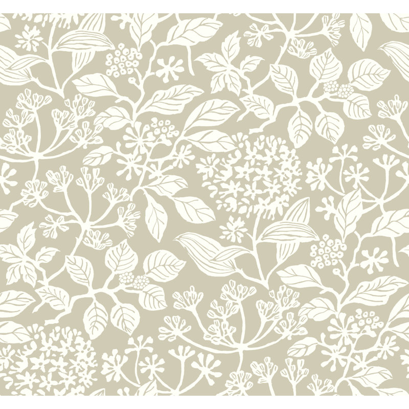 Papier peint botanique Rowen Taupe, Taupe