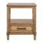 Grande table de chevet en canne tressée - Bois d'amande grillé, tiroir avec rails en métal, caractéristiques, assemblage requis, placage de bois de rangement, construction, niveleurs réglables, butée