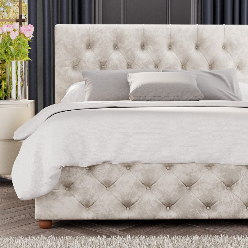 Upholstered Ottoman Bed, Pearl, Super King (6')