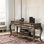 Table de canapé en chêne Wubin Vintage - élégante table d'appoint fonctionnelle en bois avec 2 tiroirs, compartiment ouvert et tablette inférieure