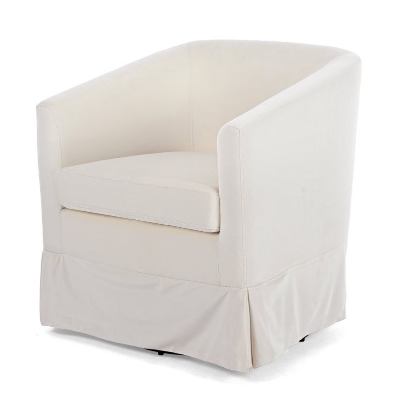 Breiona 27.36" Wide 360-Degree Swivel Chair, White Velvet